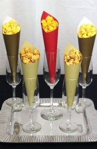Popcorn Cones Served in Champagne Glasses