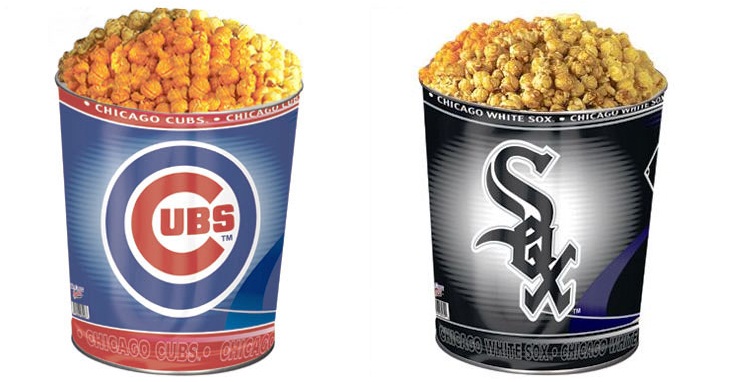Chicago Cubs and Chicago White Sox 3-Flavor MLB Popcorn Tins