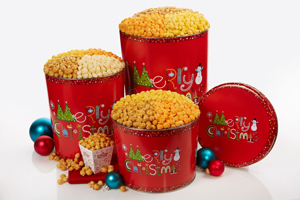 Christmas gift tin popcorn merry christmas snowmen